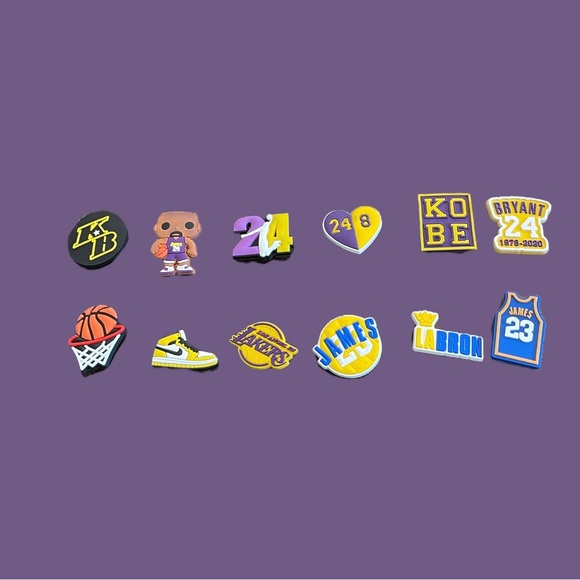 LA Lakers Assorted Croc Charms 12 Piece - Picture 2 of 2